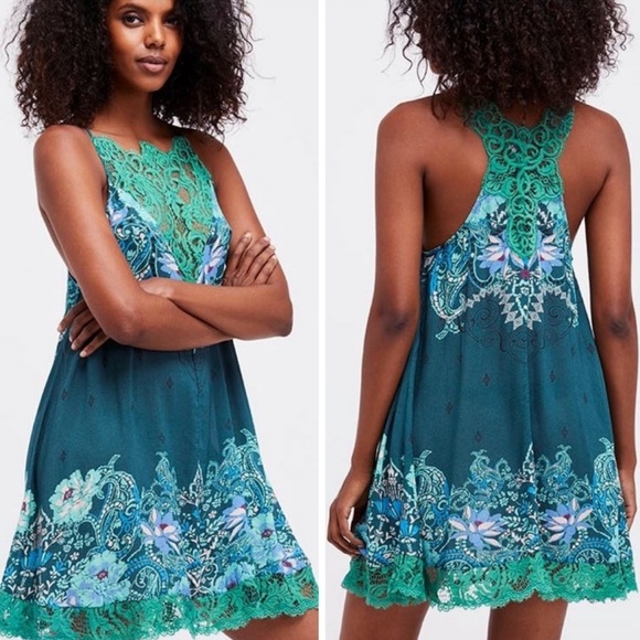 Free People Who’s Sorry Now Slip Dress Floral Lace - Picture 3 of 8